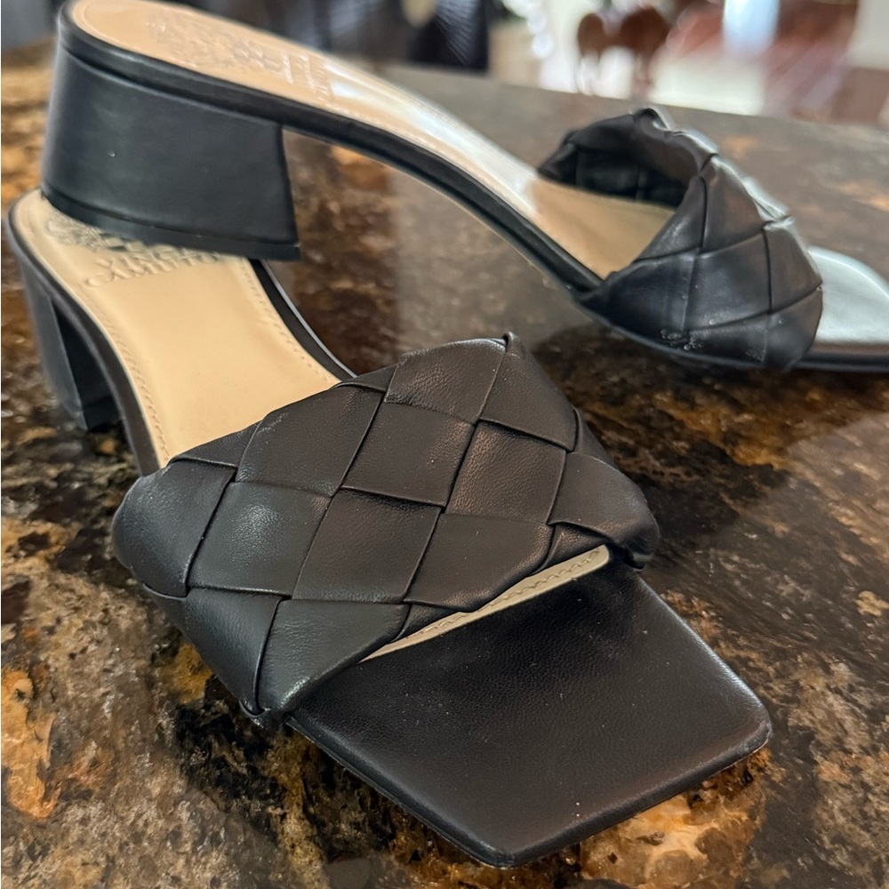 Vince Camuto Black Woven Heeled Sandals